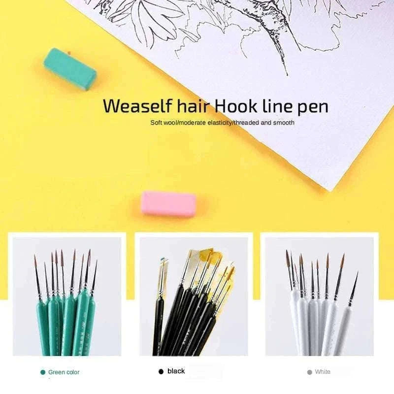 Miniature Hook Line Pen Set for Fine Detail Painting-10 pcs green