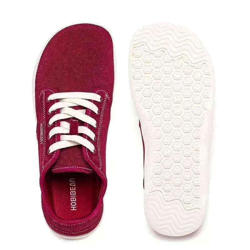 Minimalist Barefoot Shoes Wide Toe Zero Drop Mesh Sneakers-Burgundy / 37