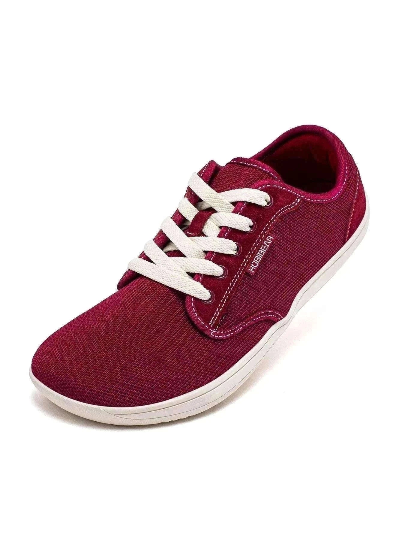Minimalist Barefoot Shoes Wide Toe Zero Drop Mesh Sneakers-Burgundy / 37