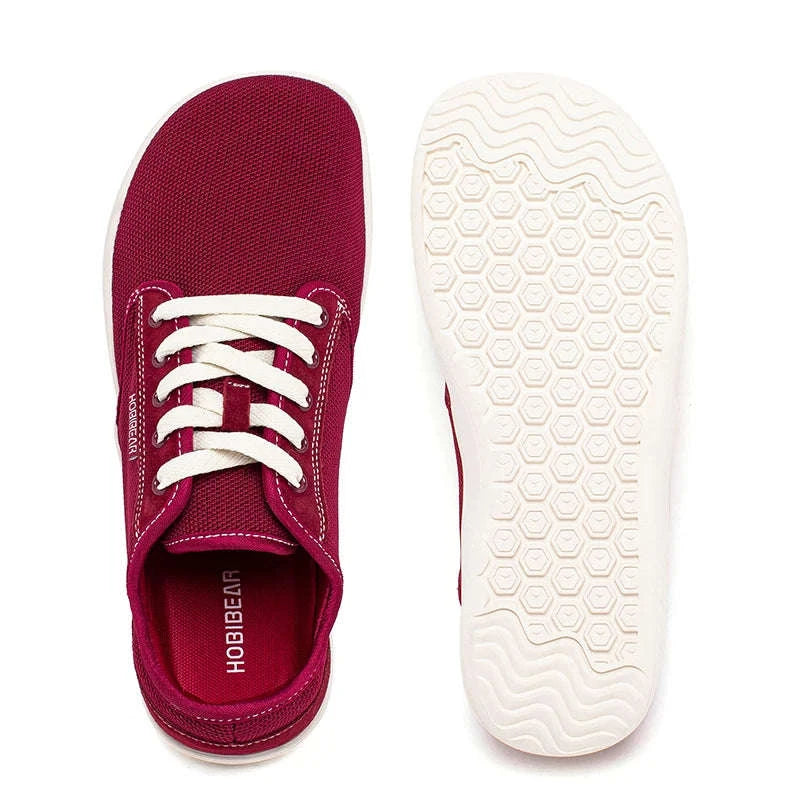 Minimalist Barefoot Shoes Wide Toe Zero Drop Mesh Sneakers-Burgundy / 37