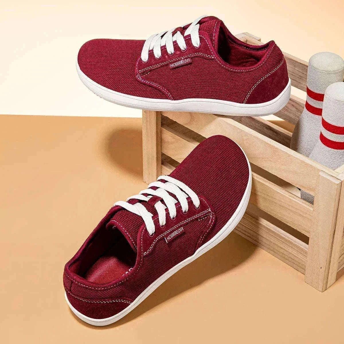 Minimalist Barefoot Shoes Wide Toe Zero Drop Mesh Sneakers-Burgundy / 37