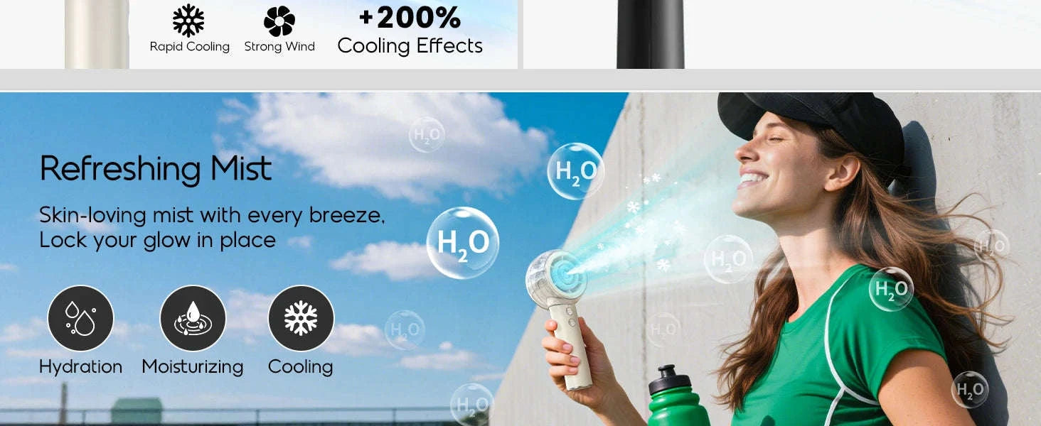 Misting Portable Handheld Fan 6000mAh Rechargeable 4 Speeds-khaki / United States