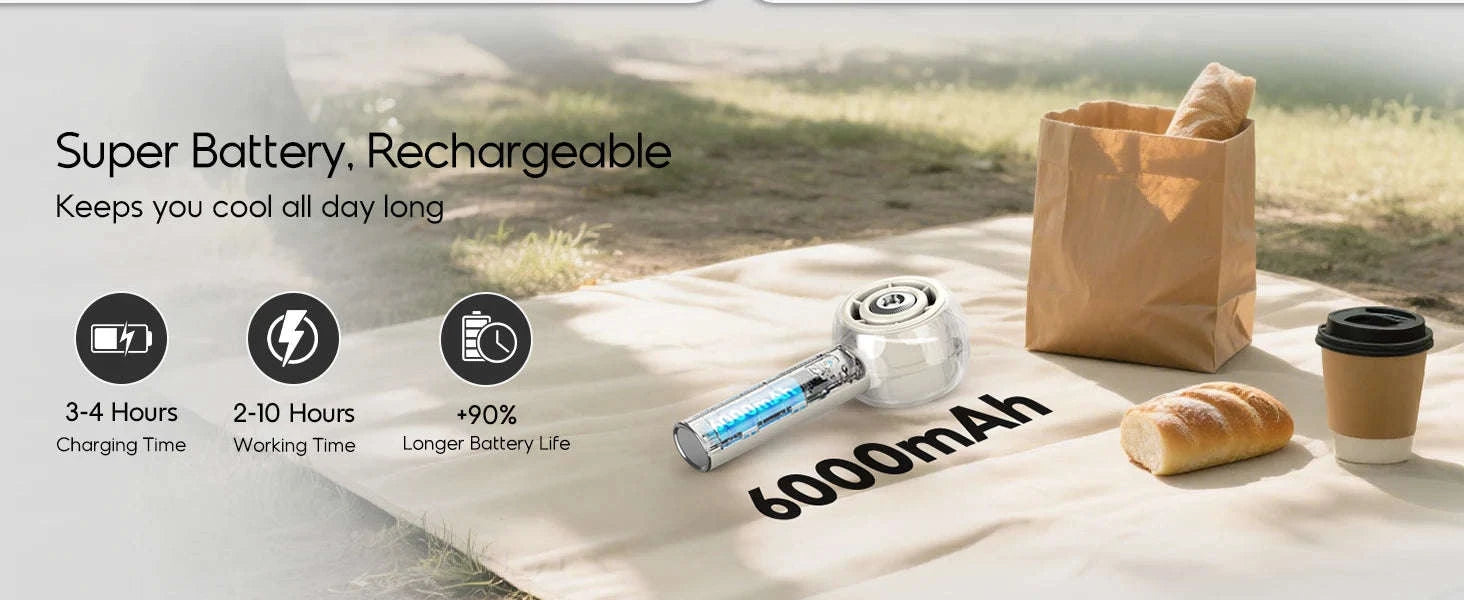 Misting Portable Handheld Fan 6000mAh Rechargeable 4 Speeds-khaki / United States