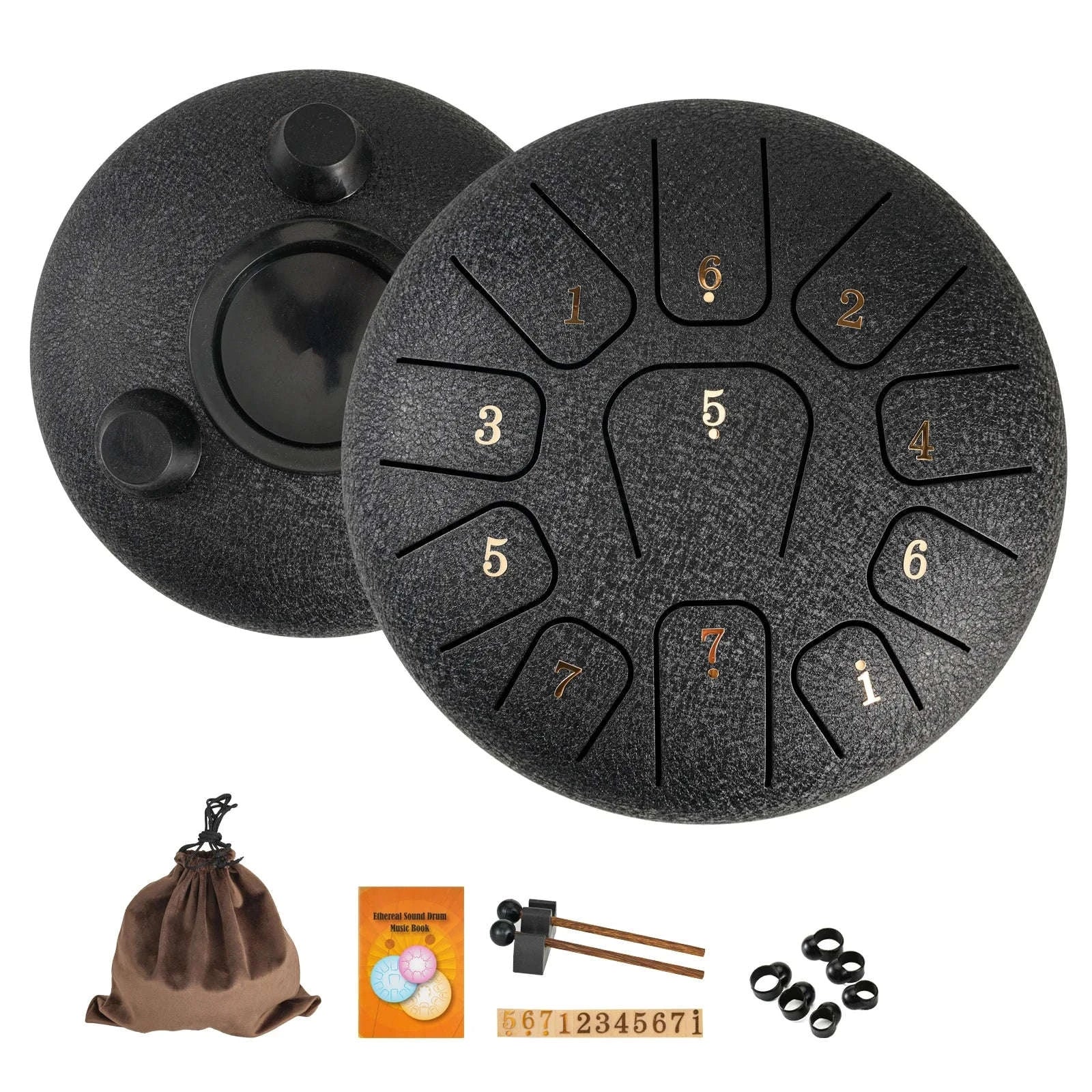 Miwayer 6-Inch Steel Tongue Drum Gift Set-Yellow 6 Inchs