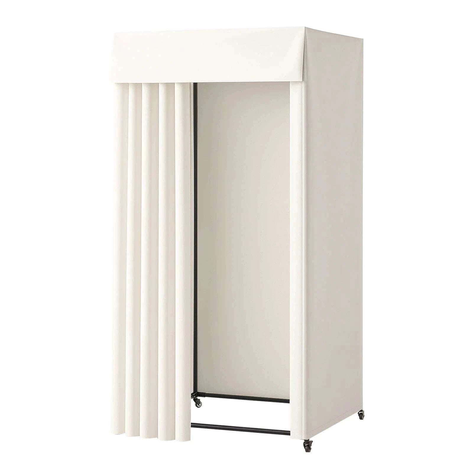 Mobile Fitting Room with Thick Privacy Curtains & Rolling Casters-Black Square Type A / Australia
