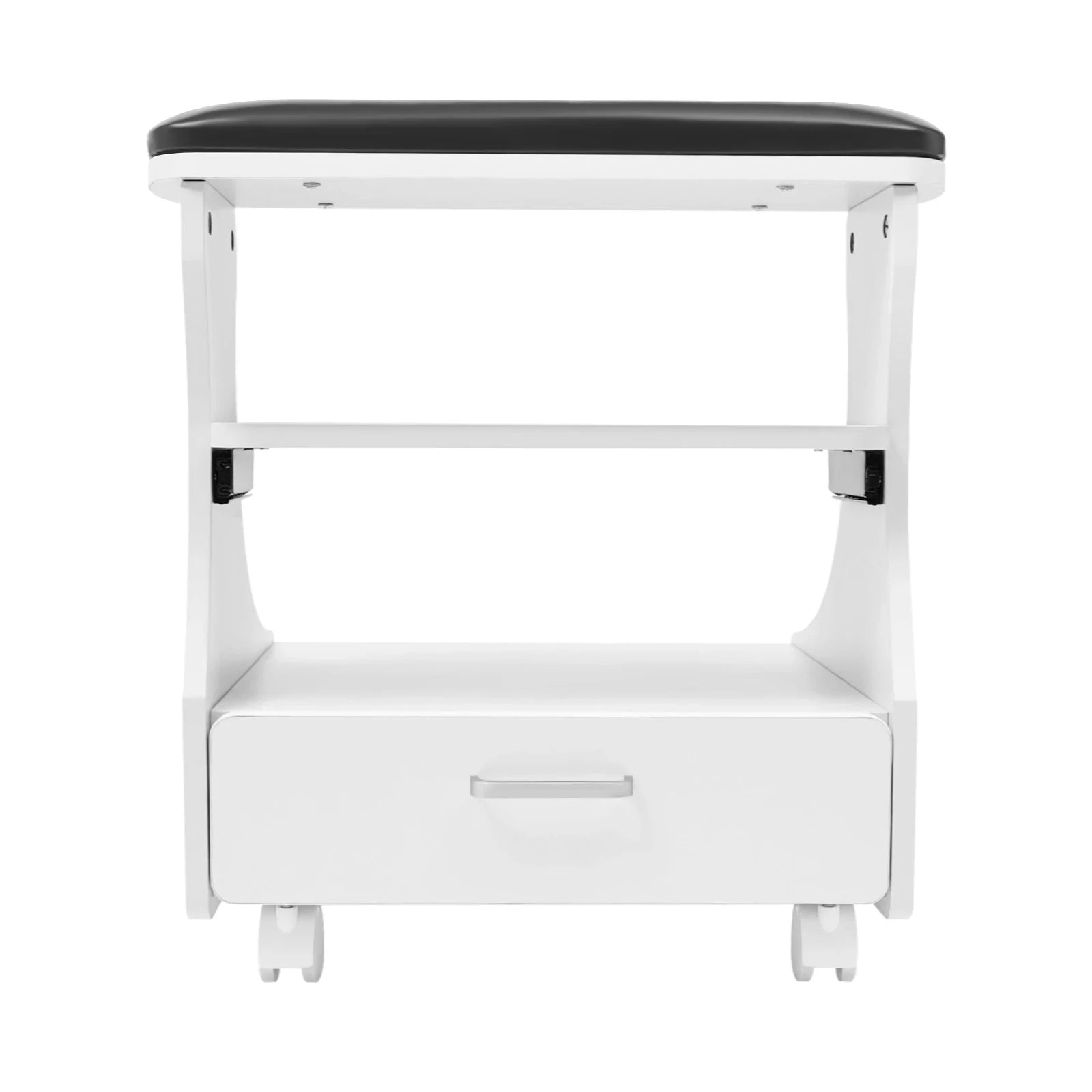 Mobile Foot Bath Trolley Stand with Lockable Casters, Storage Drawer and Soft Cushion-WHITE / United States