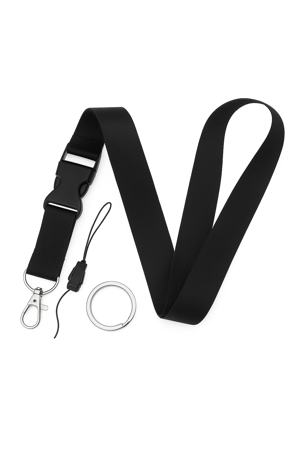 Handy-Lanyard Mode Schwarze Nackenband Schlüsselanhänger Lanyard ID-Kartenhalter Schlüssel Schlüsselanhänger Handy-Streifen Schlüsselring Zubehör