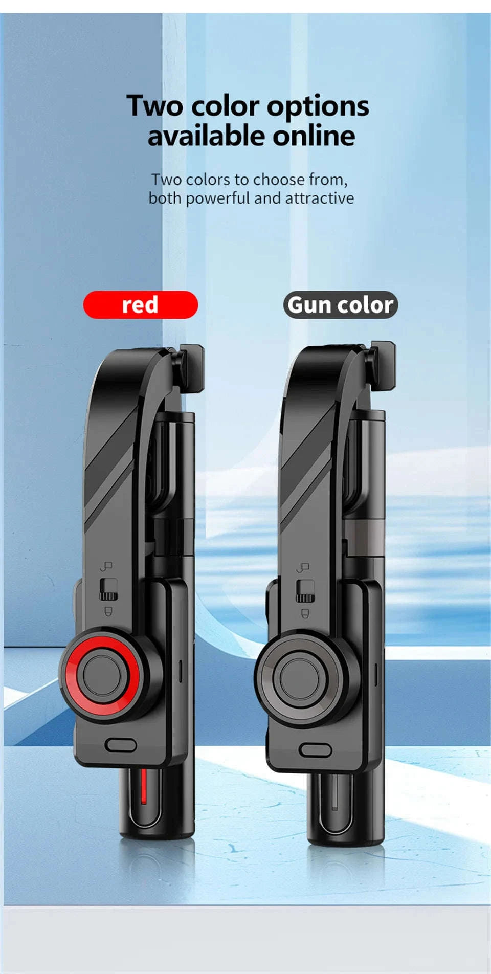 Mobile Video Stabilizer Bluetooth Selfie Stick Tripod-Red / United States