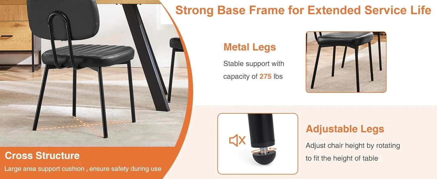 Modern Faux Leather Dining Chairs Set of 2 with Lumbar Support-black / United States