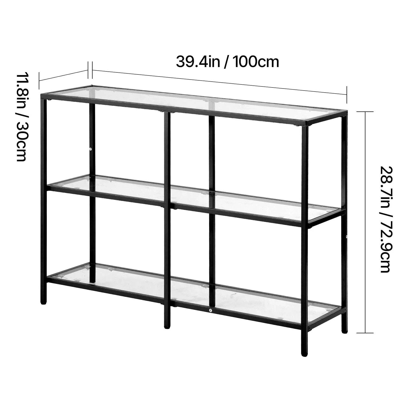 Modern Glass Console Table with Metal Frame, Multi-Tier Storage-70in 3Tiers Gold / spain