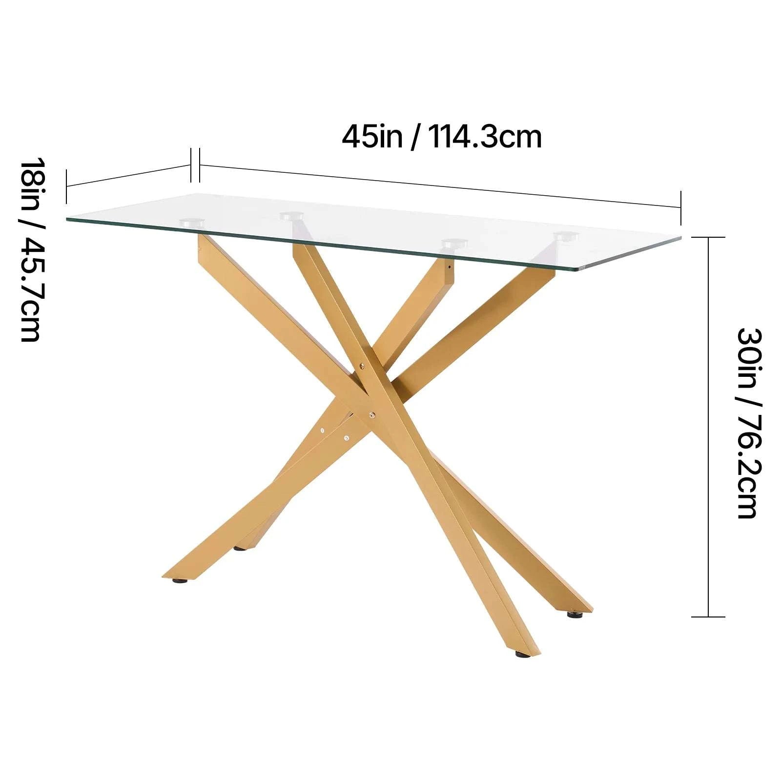 Modern Glass Console Table with Metal Frame, Multi-Tier Storage-70in 3Tiers Gold / spain