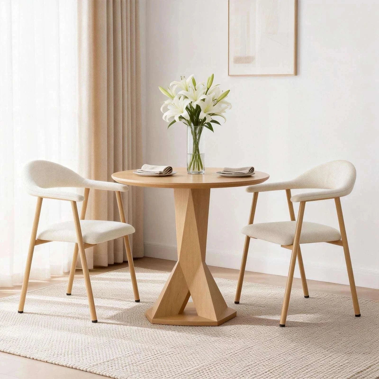 Modern Linen Upholstered Dining Chairs Set of 2 with Curved Back-Orange / United States