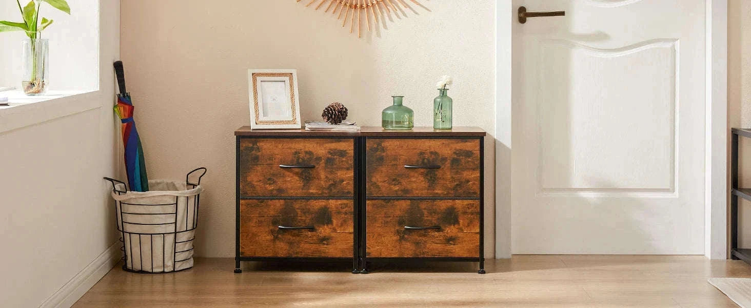 Modern Nightstand with Fabric Drawers and Storage-1PACK White / United States
