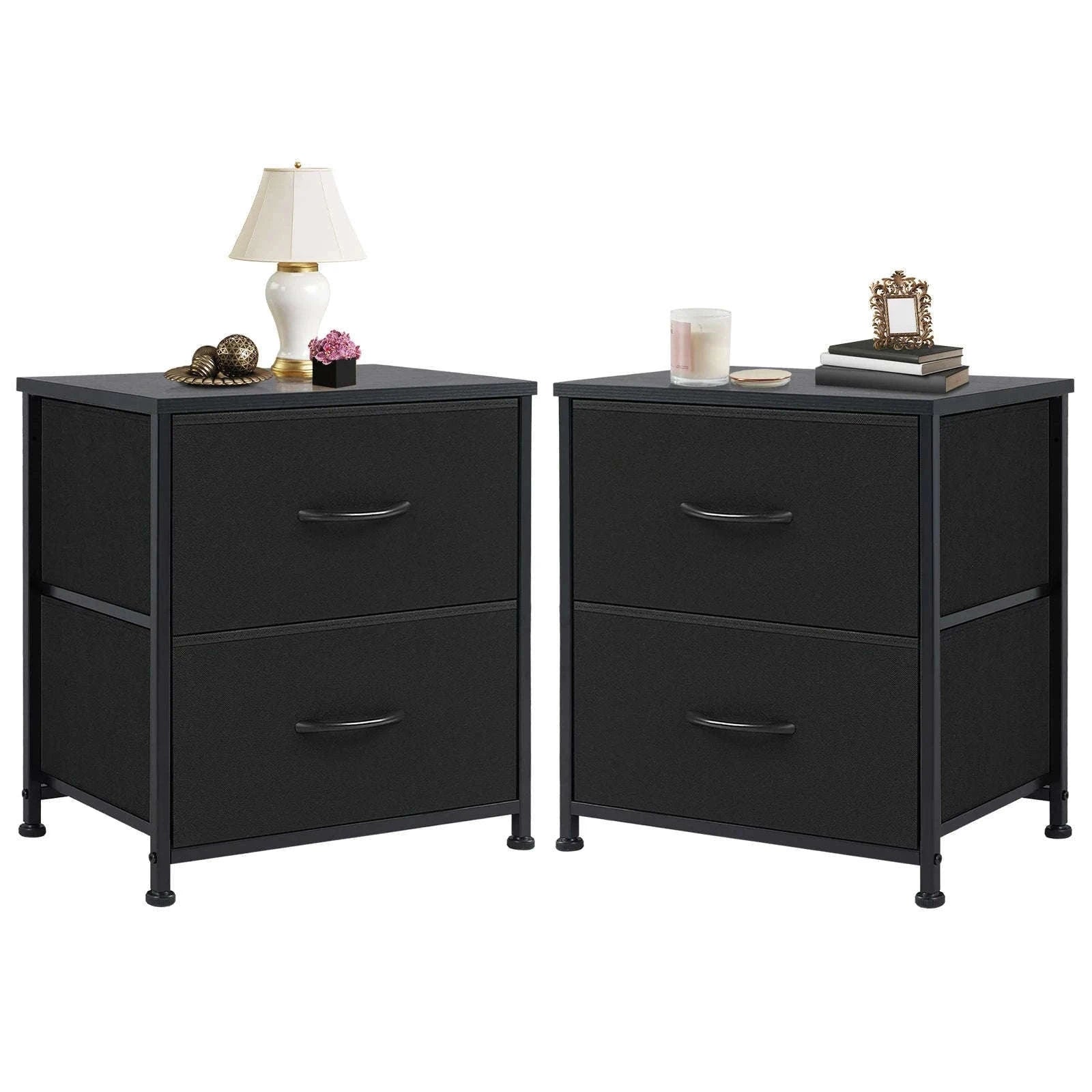 Modern Nightstand with Fabric Drawers and Storage-1PACK White / United States