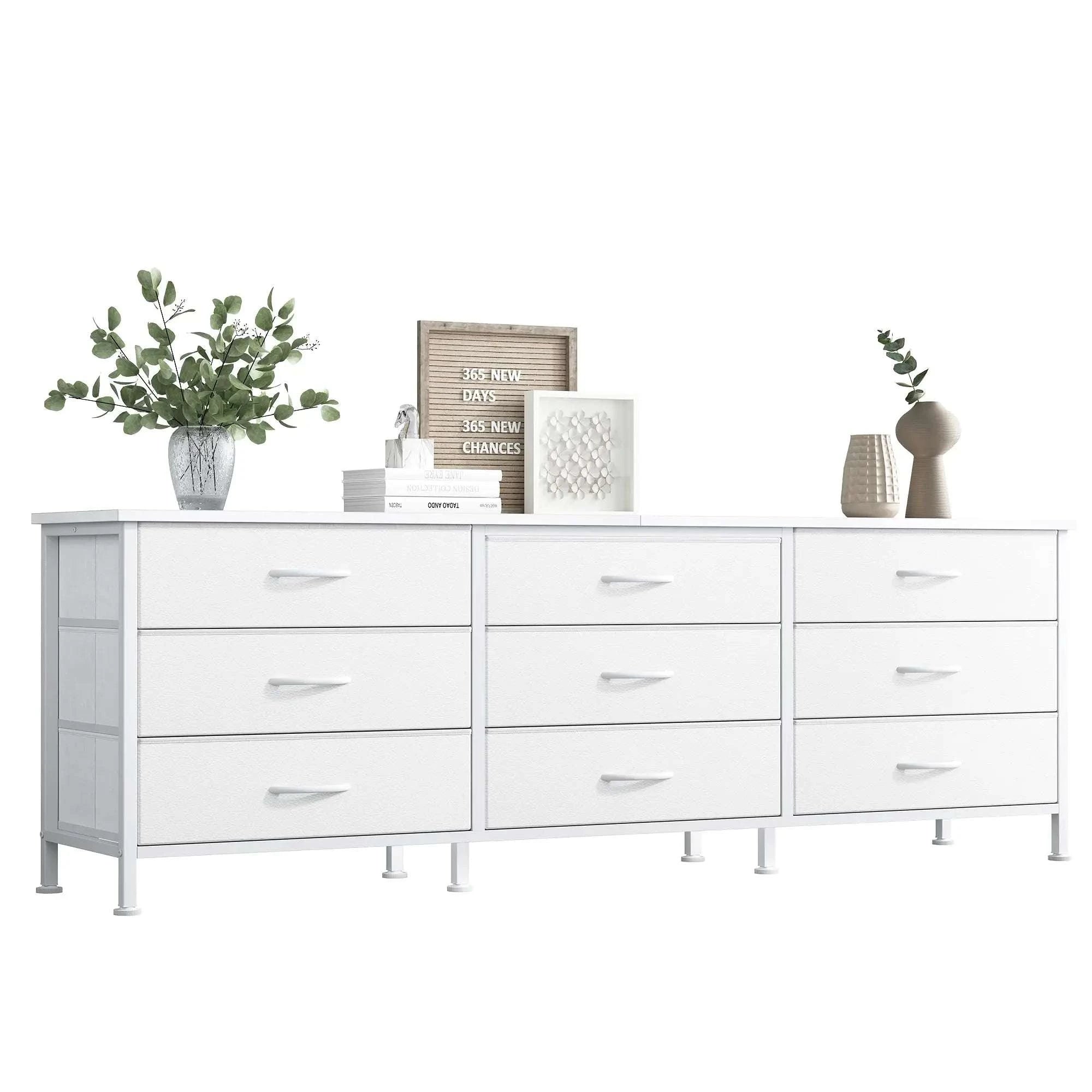Modern TV Stand with 9 Fabric Drawers for Up to 75 Inch TVs-Rust / United States