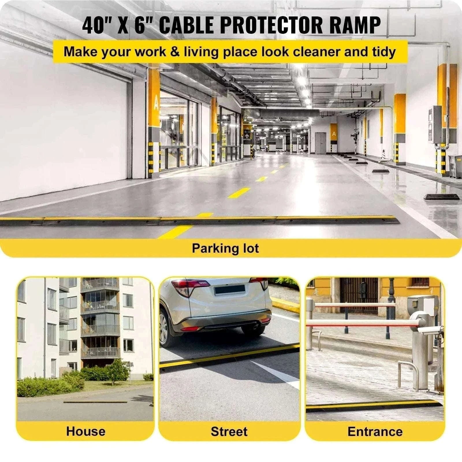 Modular Rubber Cable Protector Ramp 1-Channel 22046 lb Capacity-4PCS / france