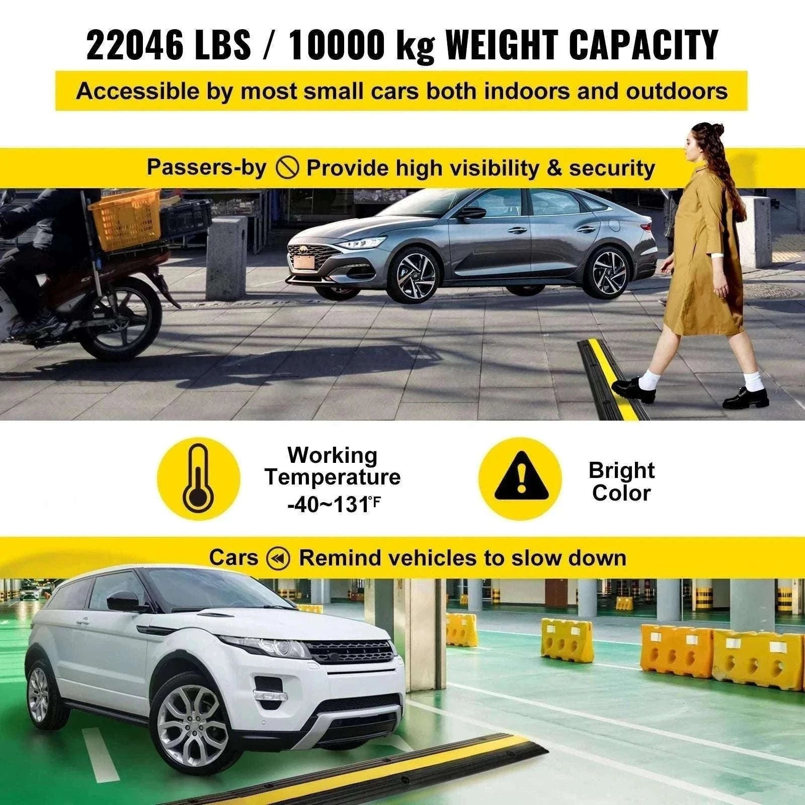Modular Rubber Cable Protector Ramp 1-Channel 22046 lb Capacity-4PCS / france
