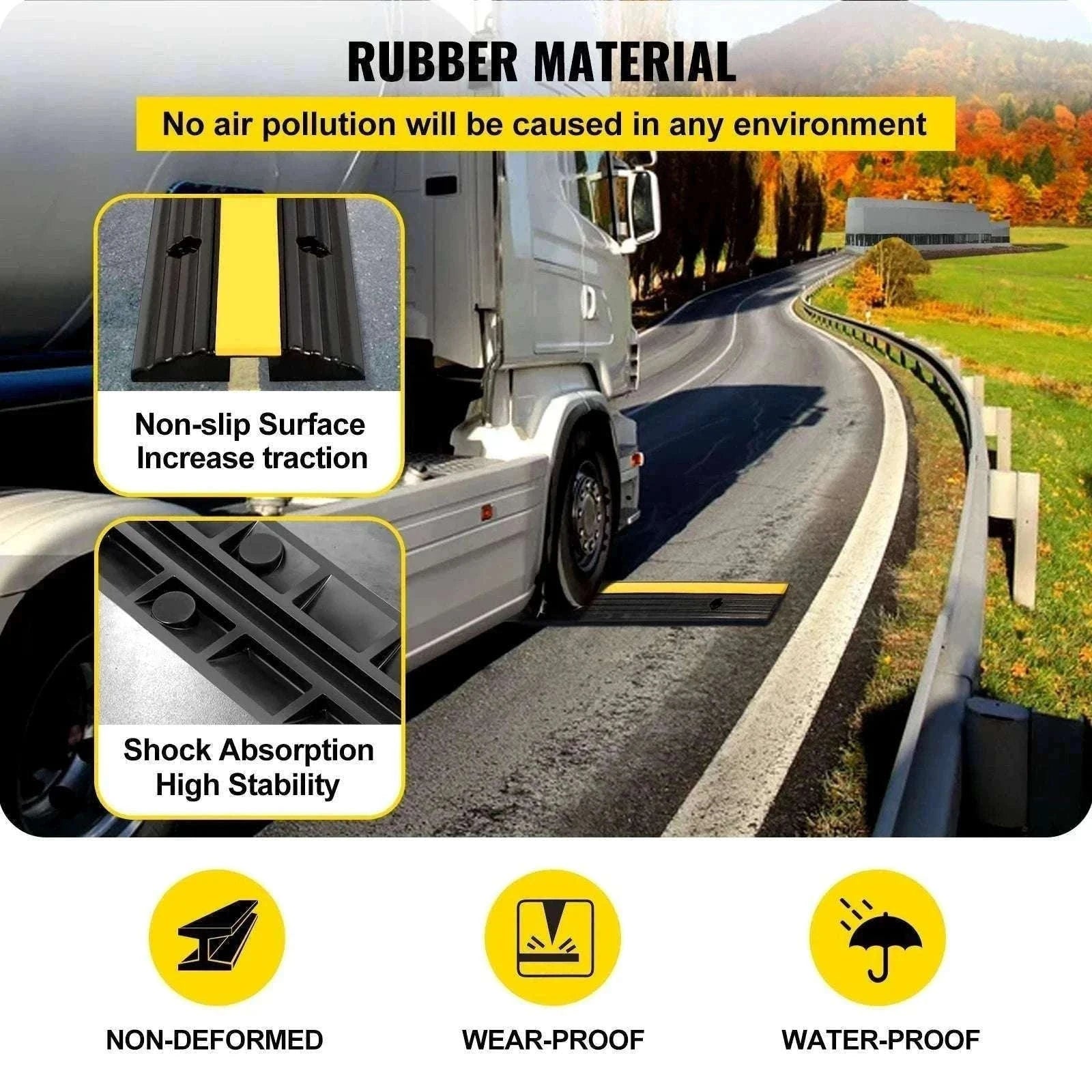 Modular Rubber Cable Protector Ramp 1-Channel 22046 lb Capacity-4PCS / france