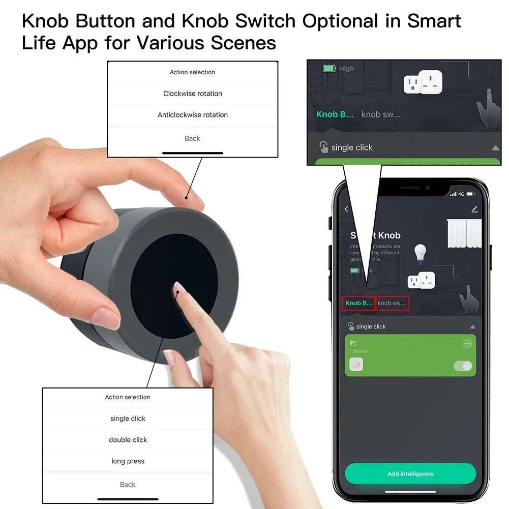 MOES Tuya ZigBee Smart Knob Switch Wireless Scene Switch Button Controller Battery Powered Automation Scenario Smart Life App-1 PC Switch / United States