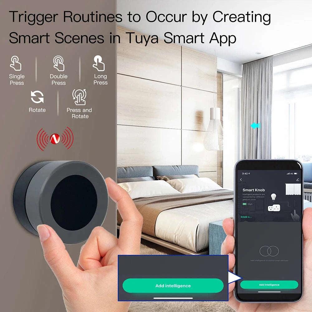 MOES Tuya ZigBee Smart Knob Switch Wireless Scene Switch Button Controller Battery Powered Automation Scenario Smart Life App-1 PC Switch / United States