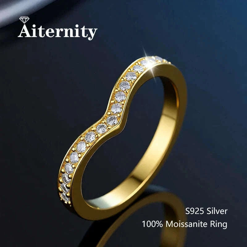 Moissanite Wedding Band Ring in 925 Sterling Silver for Women-With Box / 1.5mm Moissanite / 8