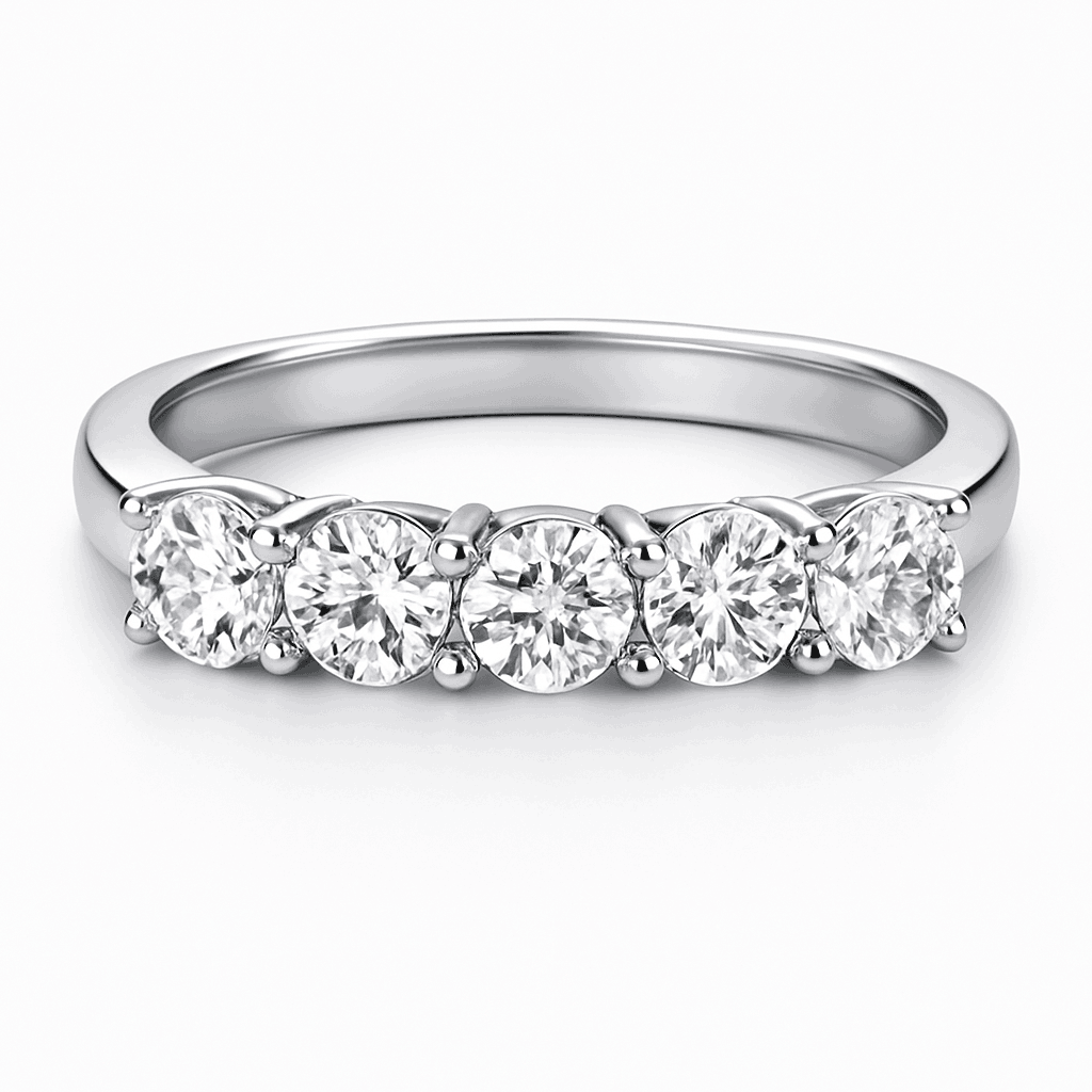 Moissanite Wedding Band Ring in 925 Sterling Silver for Women-With Box / 1.5mm Moissanite / 8