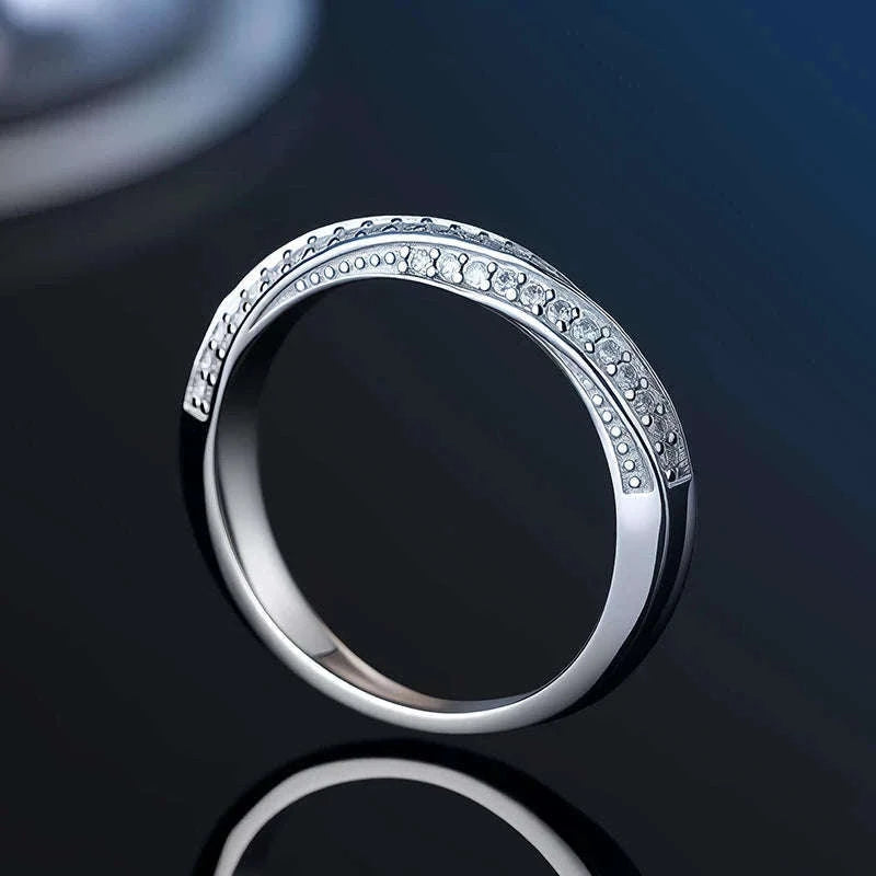 Moissanite Wedding Band Ring in 925 Sterling Silver for Women-With Box / 1.5mm Moissanite / 8