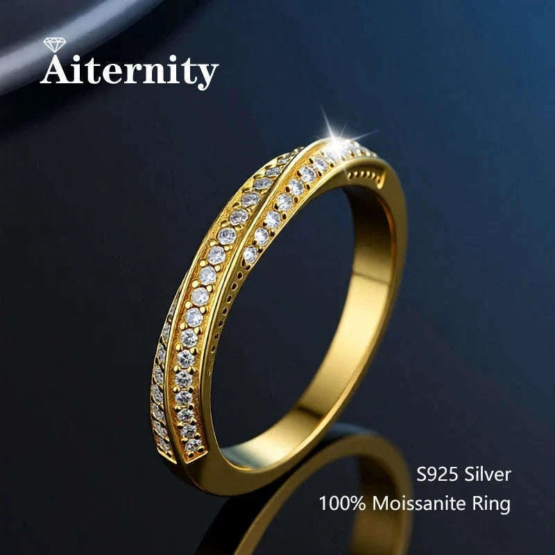 Moissanite Wedding Band Ring in 925 Sterling Silver for Women-With Box / 1.5mm Moissanite / 8