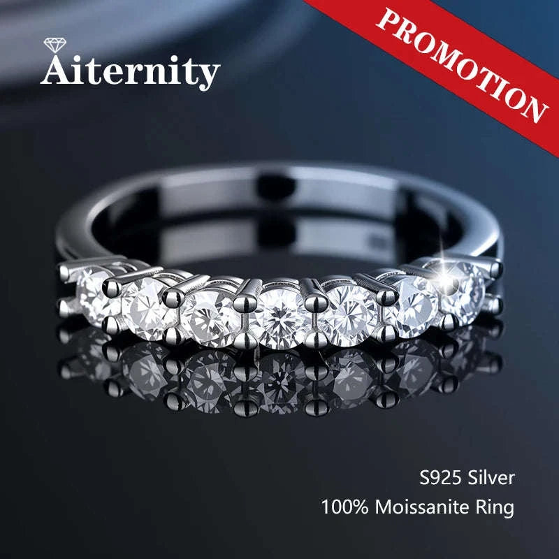 Moissanite Wedding Band Ring in 925 Sterling Silver for Women-With Box / 1.5mm Moissanite / 8