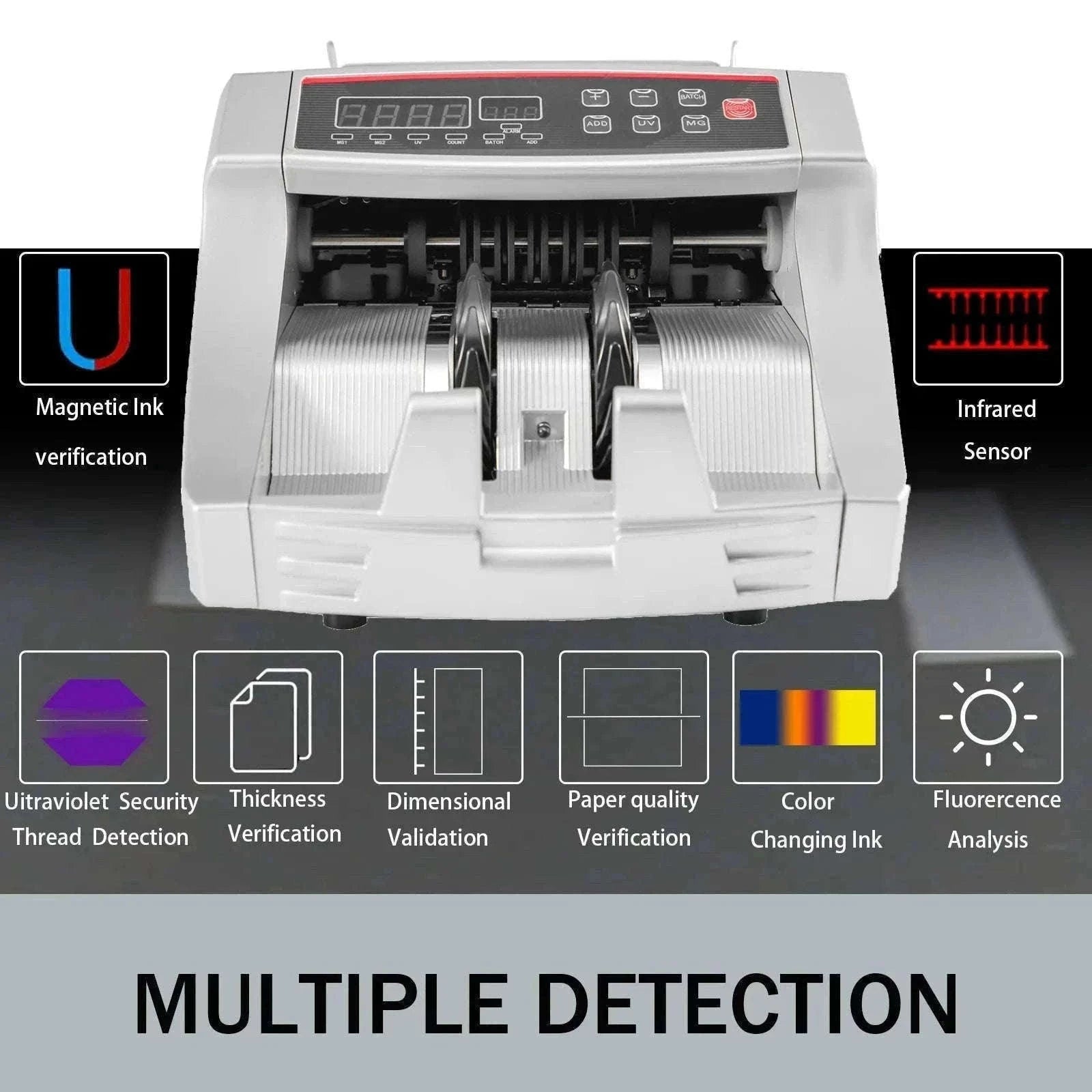 Money Counter Machine with UV MG IR DD Detection for USD and EUR-Gray / Poland