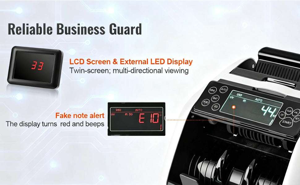 Money Counter Machine with UV MG IR Detection, 1000 Bills/Min-Gray / GERMANY