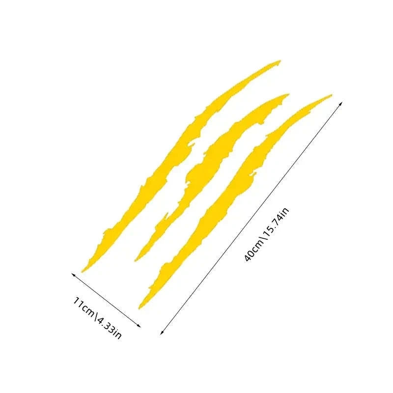 Monster Claw Scratch Decal Reflective Vinyl Car Sticker-44 x 13 cm / Yellow