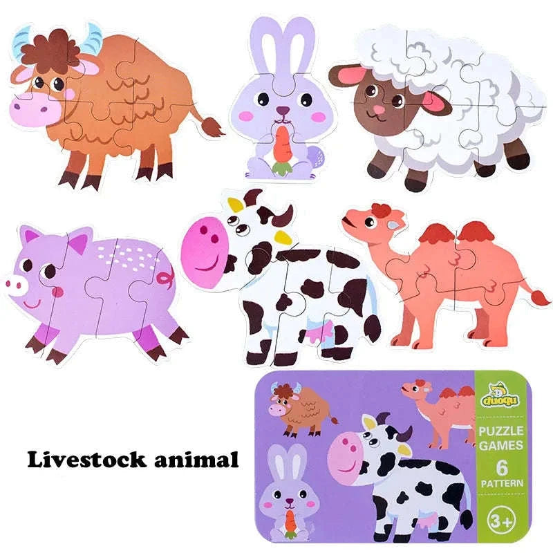 Montessori Wooden Puzzle Educational Toy-Livestock T178
