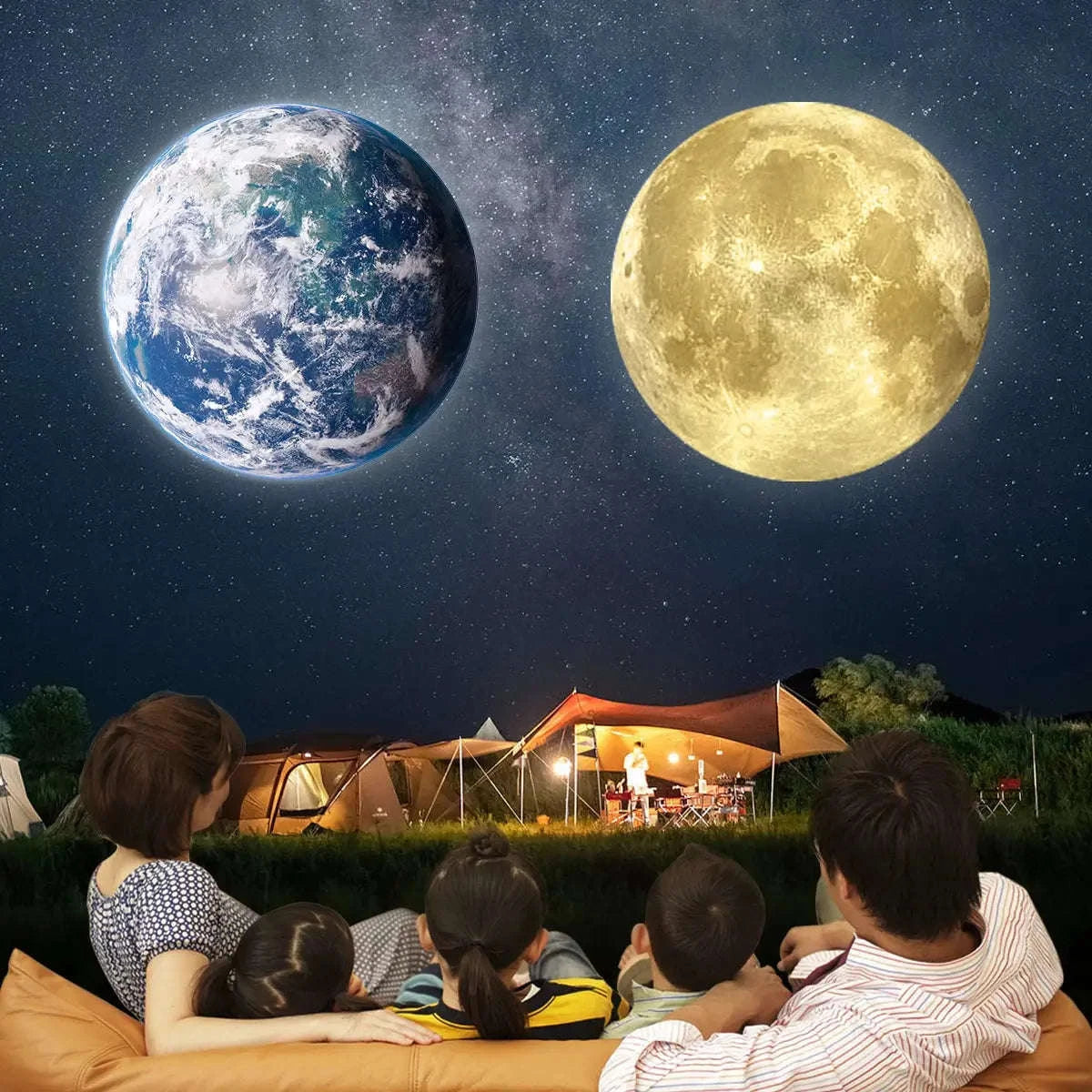 Moon & Earth Projector – USB Ambient Light for Celestial Decor-Moon