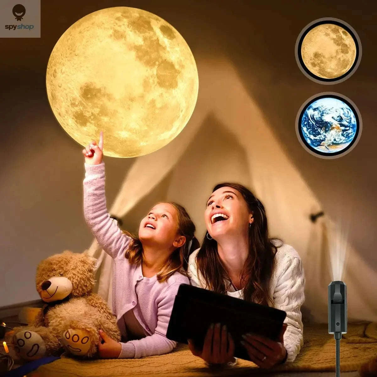 Moon & Earth Projector – USB Ambient Light for Celestial Decor-Moon