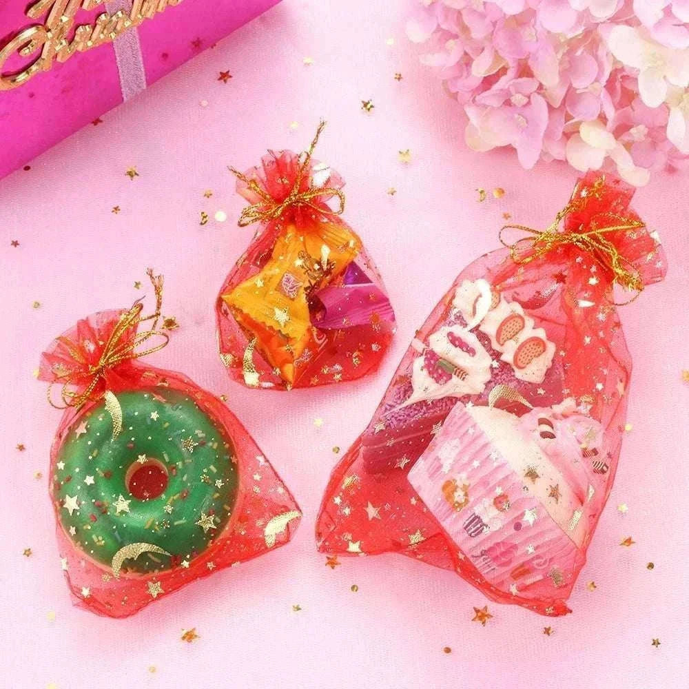 Moon Stars Organza Drawstring Gift Bags, 50-Pack-Multicolor-50PCS / 9x12cm-3.5x4.7in