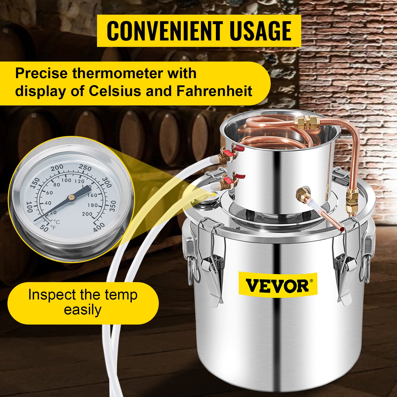 50L Alcohol Distiller Kit with Water Pump & Copper Coil