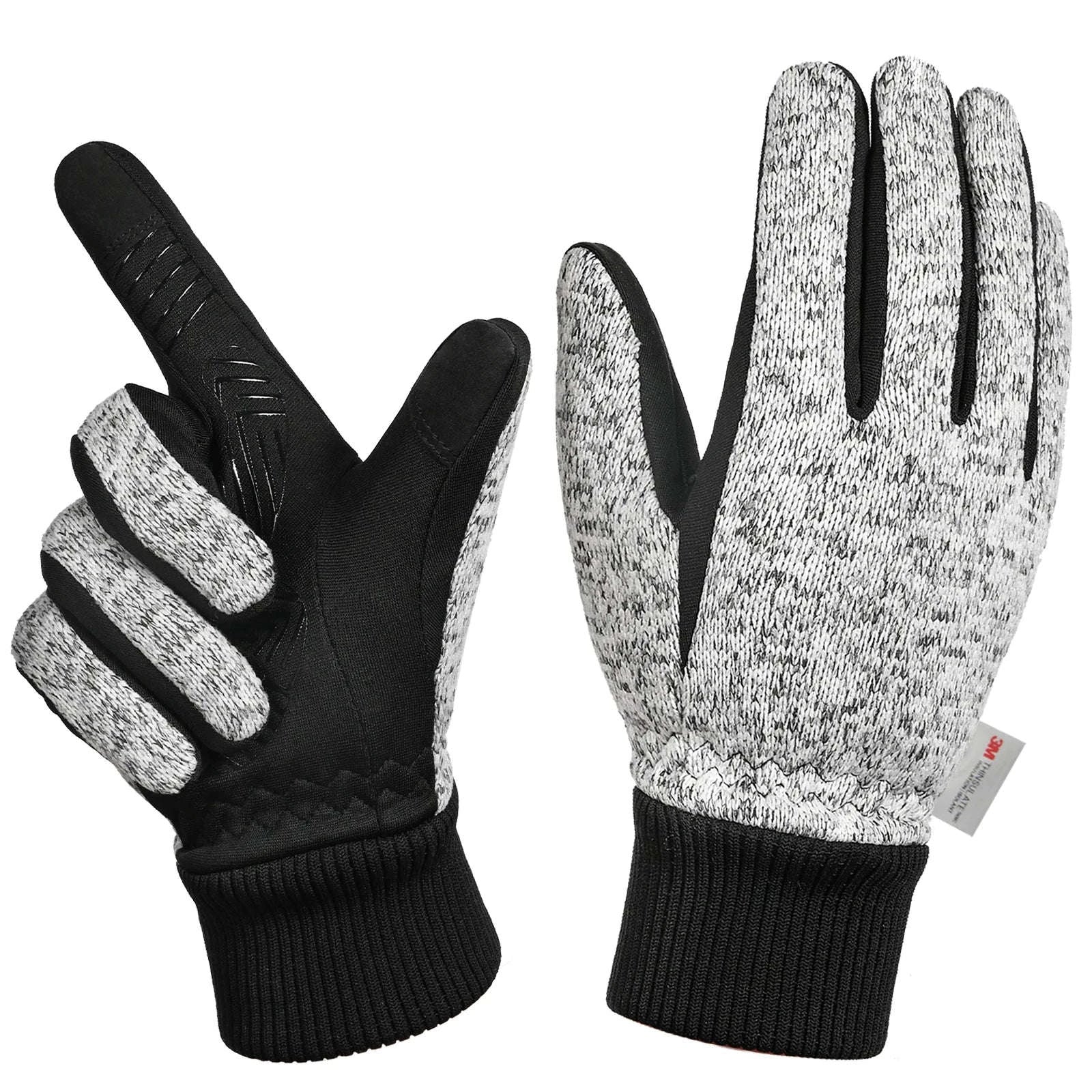 MOREOK Winter Warm Gloves with Touchscreen Grip-Black / L