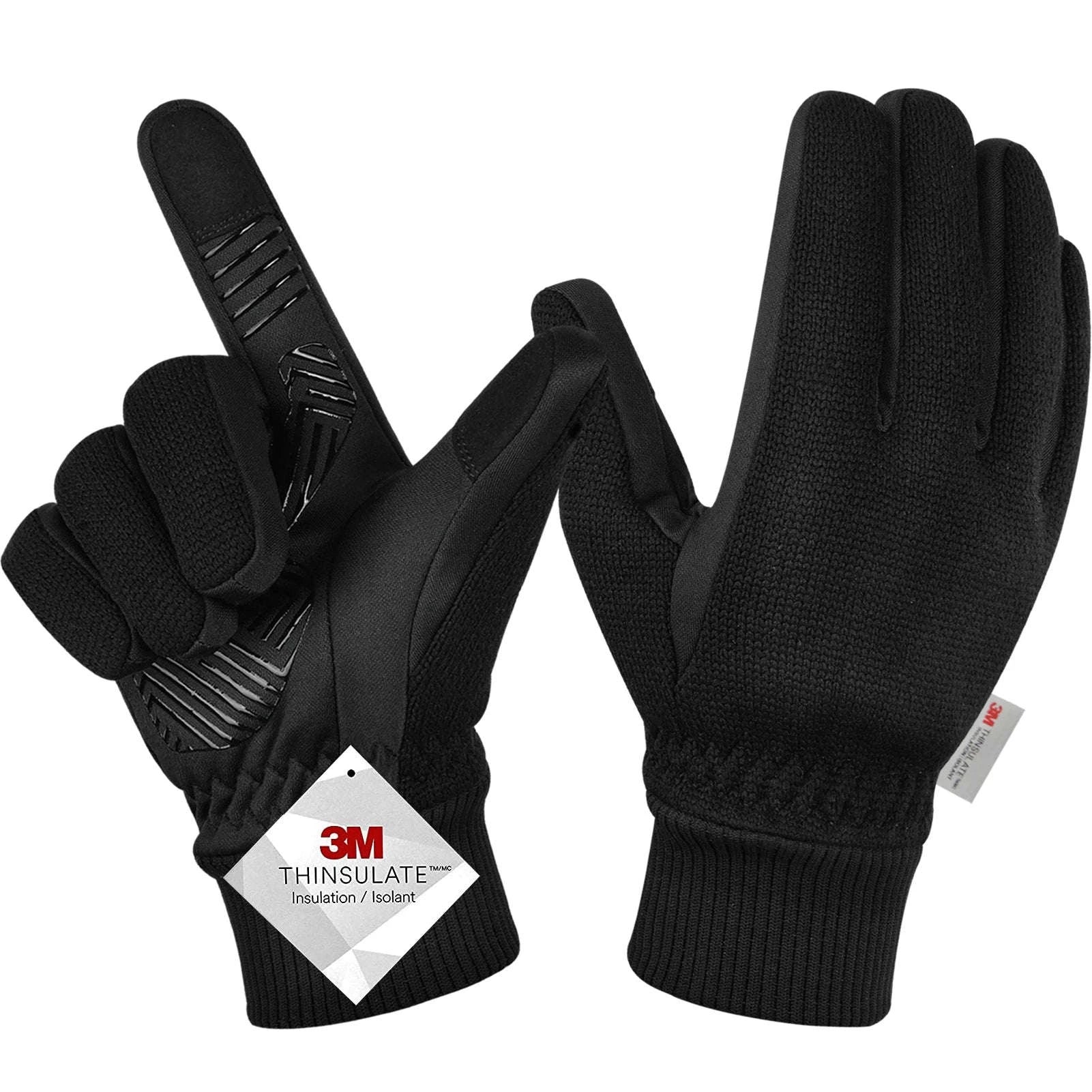 MOREOK Winter Warm Gloves with Touchscreen Grip-Black / L