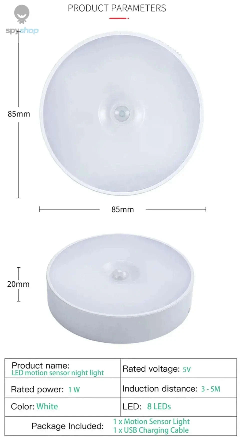 Motion Sensor Night Light – Rechargeable LED Lamp for Kitchens and Bedrooms-White Light