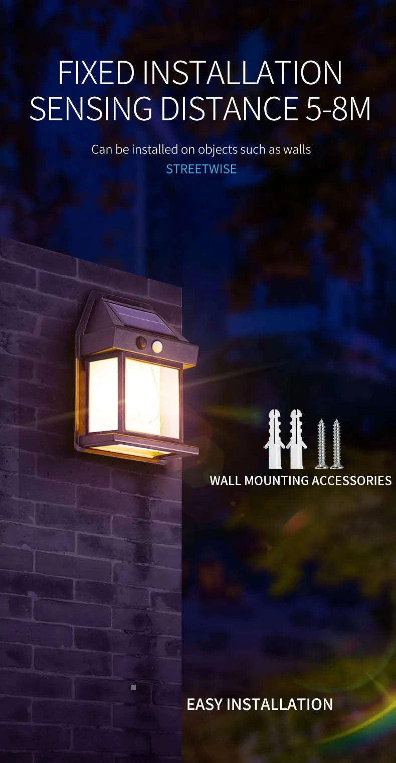 Motion Sensor Solar Tungsten Night Lamp for Outdoor Spaces-DK888(Black)