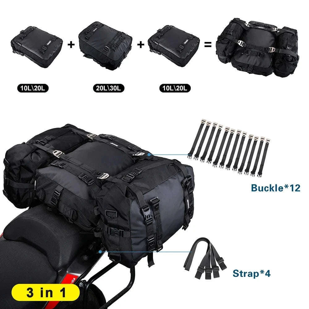 Motorcycle Back Seat Waterproof Bag 10L / 20L / 30L Travel Storage-Yellow 10L / China Mainland