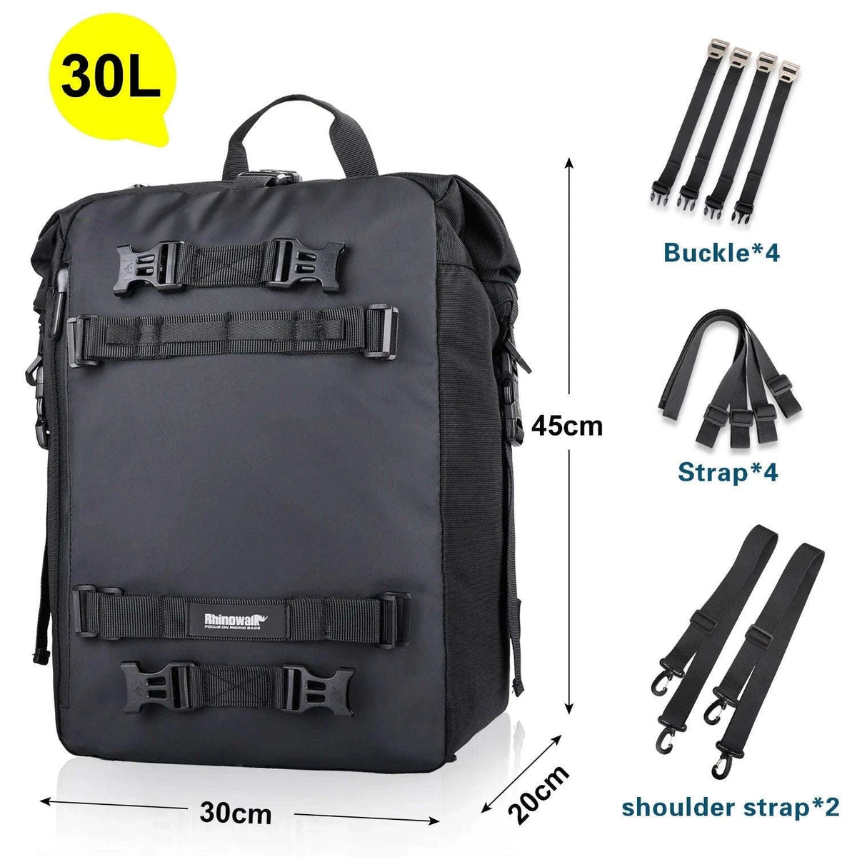 Motorcycle Back Seat Waterproof Bag 10L / 20L / 30L Travel Storage-Yellow 10L / China Mainland