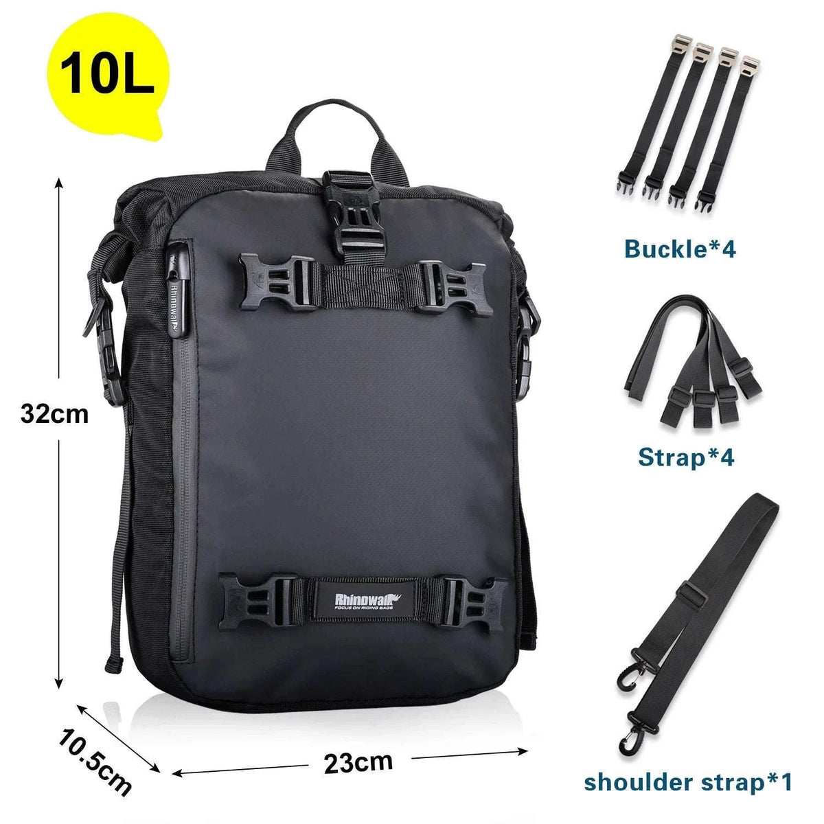 Motorcycle Back Seat Waterproof Bag 10L / 20L / 30L Travel Storage-Yellow 10L / China Mainland