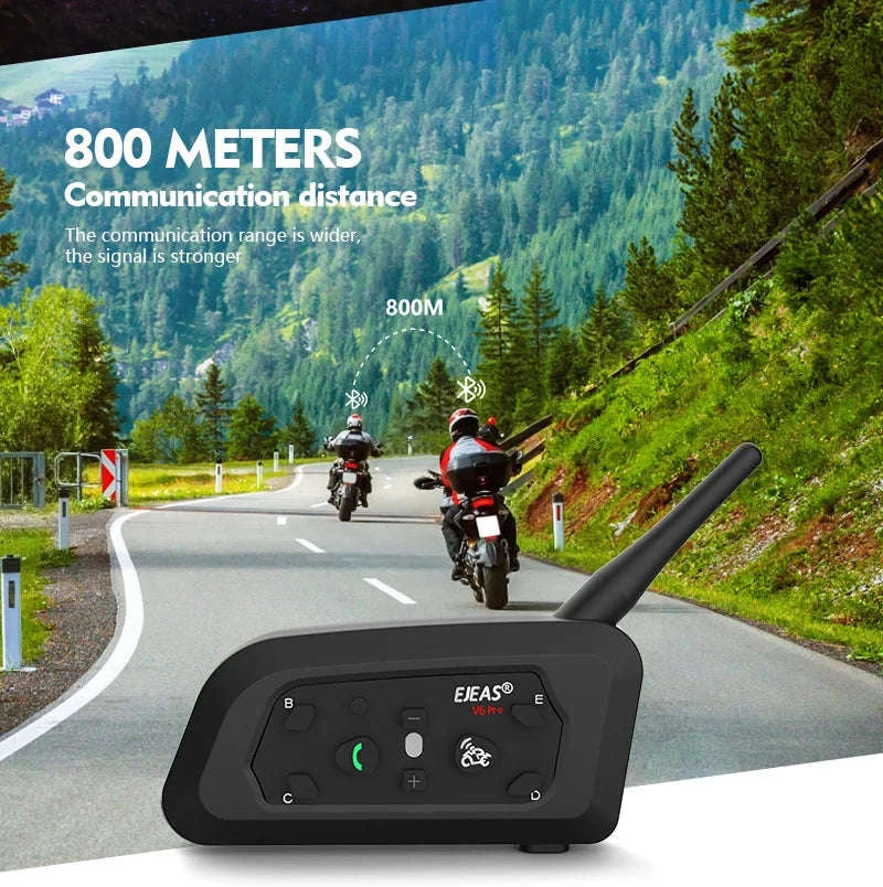 Motorcycle Bluetooth Intercom Headset V6Pro+ 6 Riders 1200m Range-1pc type c v6pro / United States
