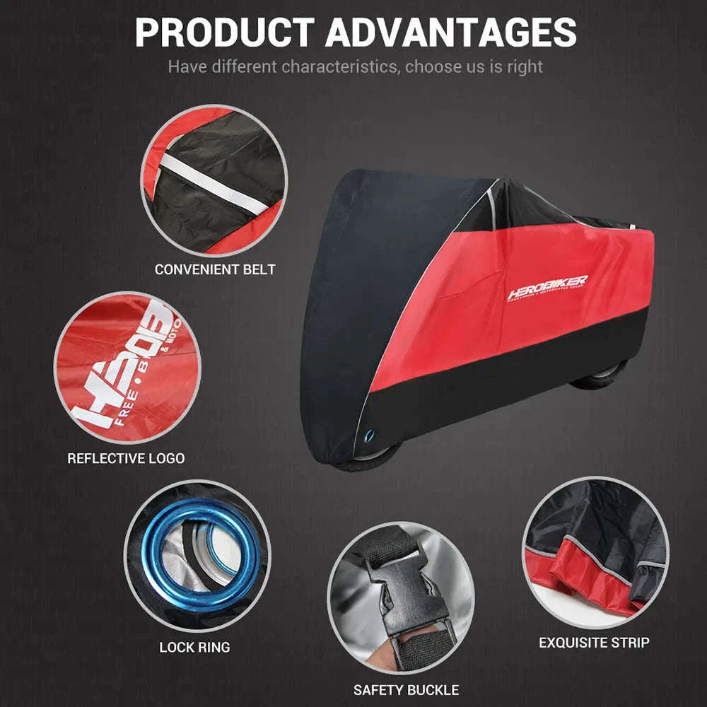 Motorcycle Cover Waterproof All‑Season Protection-L for 1801mm-2000mm / MCZ001 Red