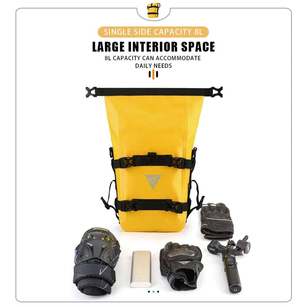 Motorcycle Crash Bar Waterproof Storage Bag for GS, ADV & More-2x no logo yellow