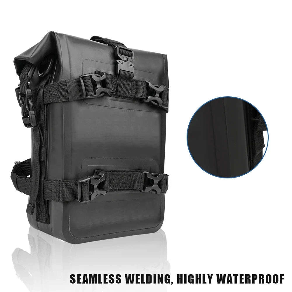 Motorcycle Crash Bar Waterproof Tool Bag 8L for BMW GS & Honda-logo  black 2pc