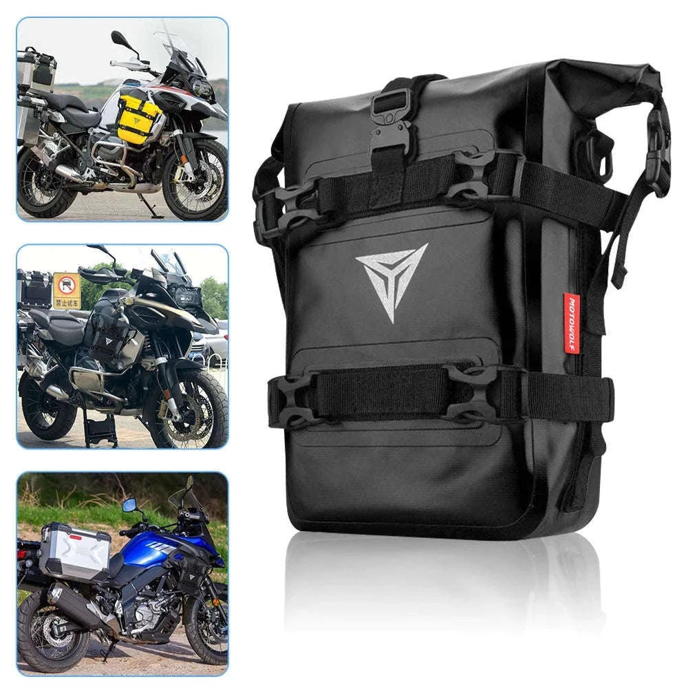 Motorcycle Crash Bar Waterproof Tool Bag 8L for BMW GS & Honda-logo  black 2pc