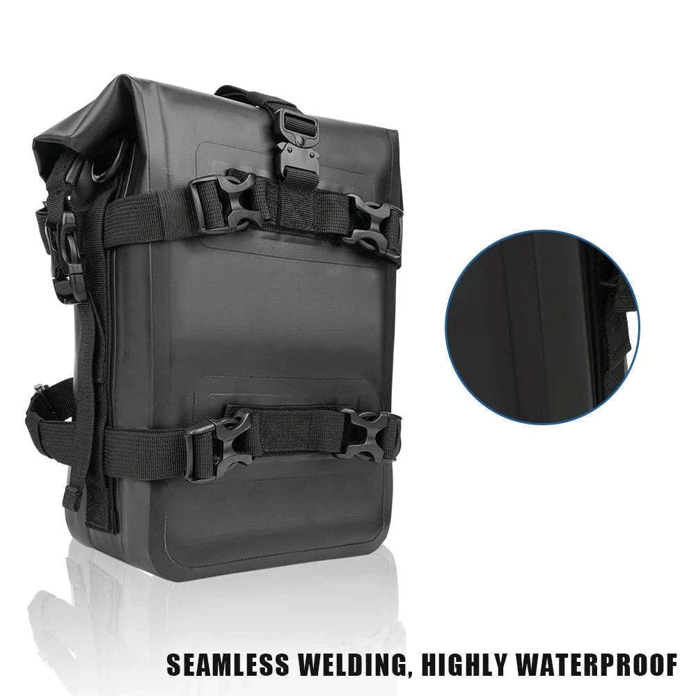 Motorcycle Crash Bar Waterproof Tool Bag 8L for BMW GS & Honda-logo  black 2pc